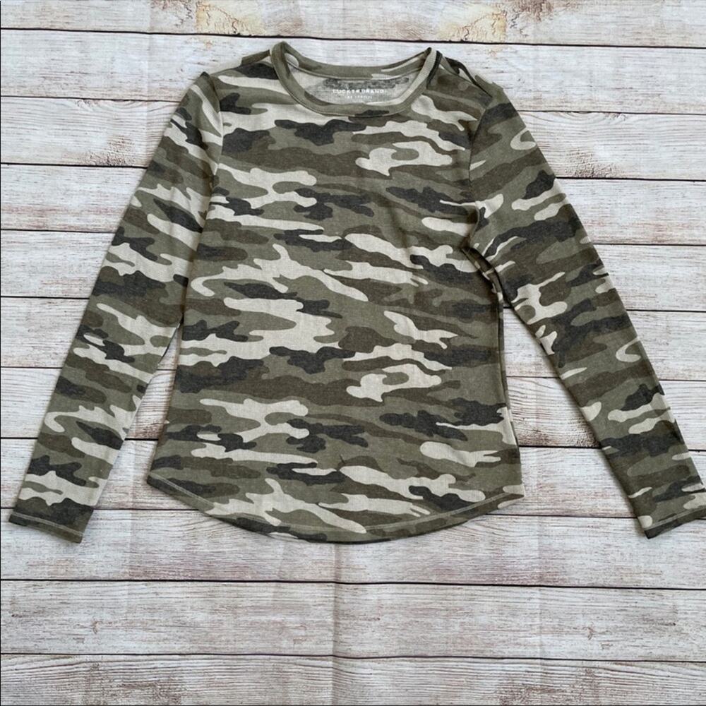 Lucky Brand Camo Green Long Sleeve Top Medium NWT